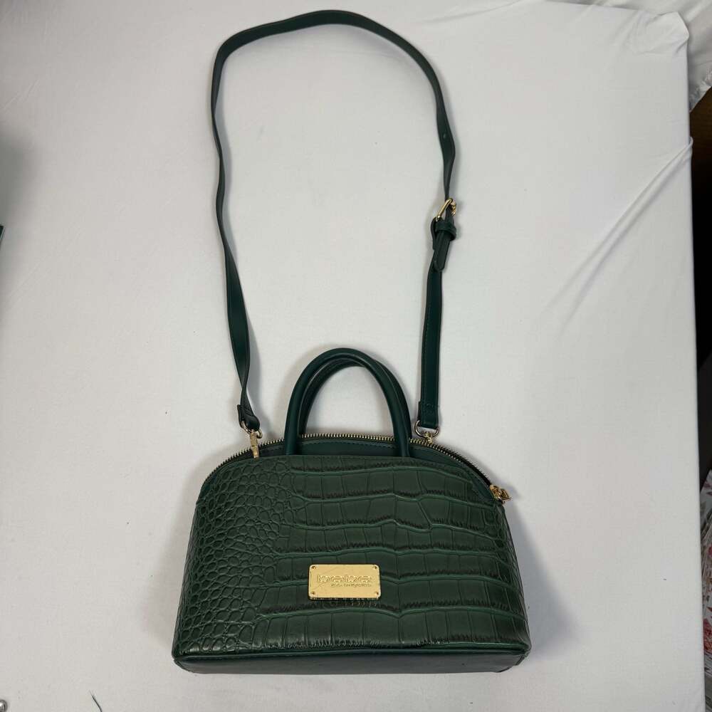 Bebe Los Angeles Hunter Green Croc-Embossed Dome Satchel Crossbody Bag - Picture 2 of 9